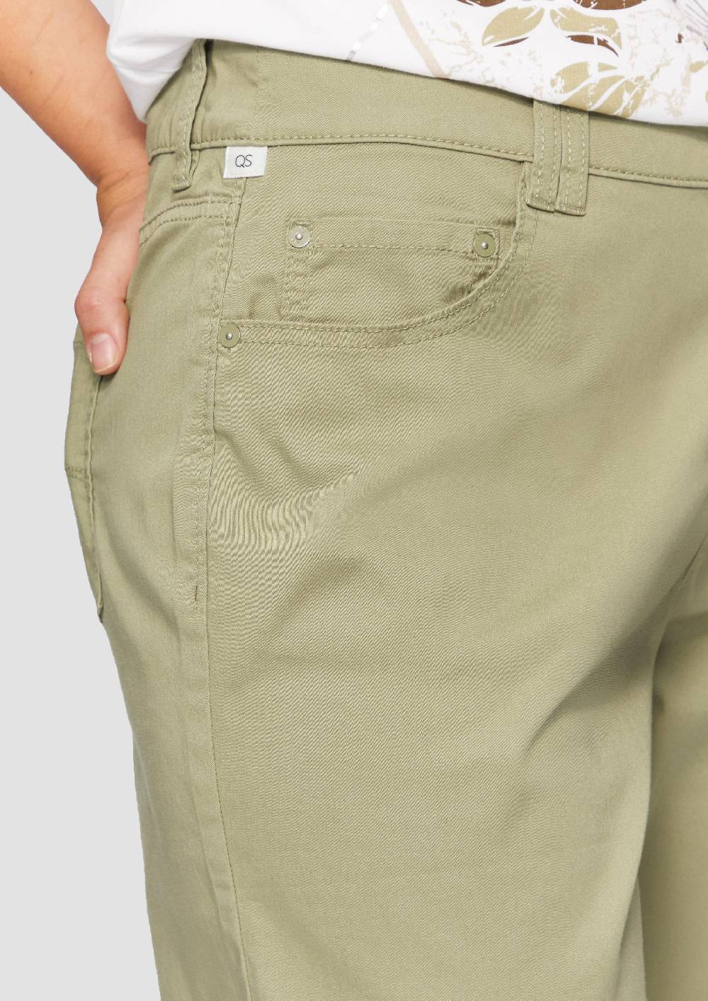 S.Oliver Elastische Capri-Hose Aus Baumwoll-Satin