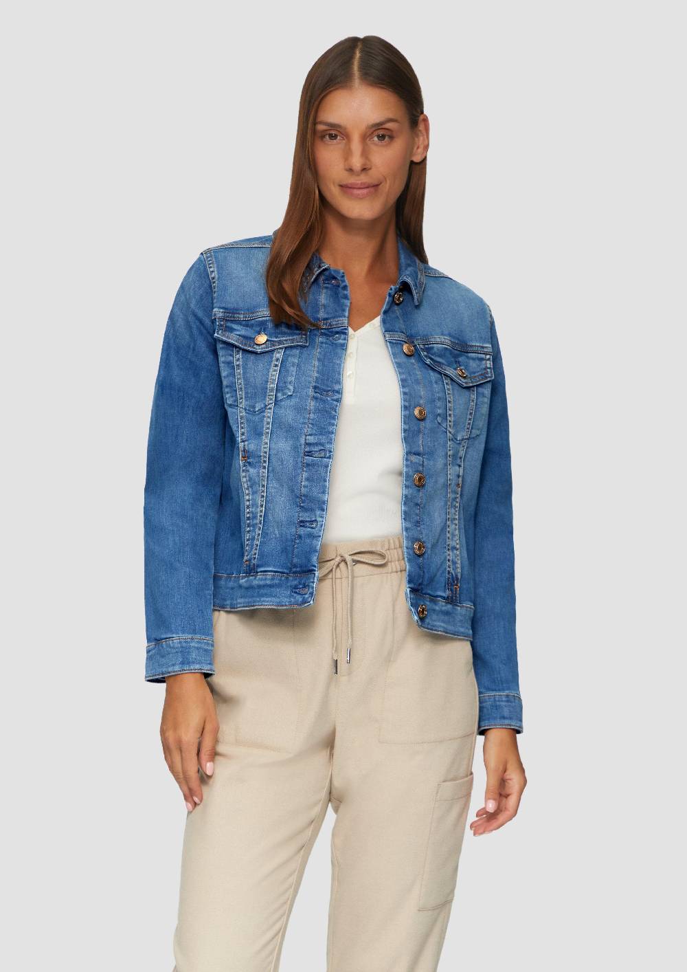 S.Oliver Elastische Jeansjacke Mit Ziernähten