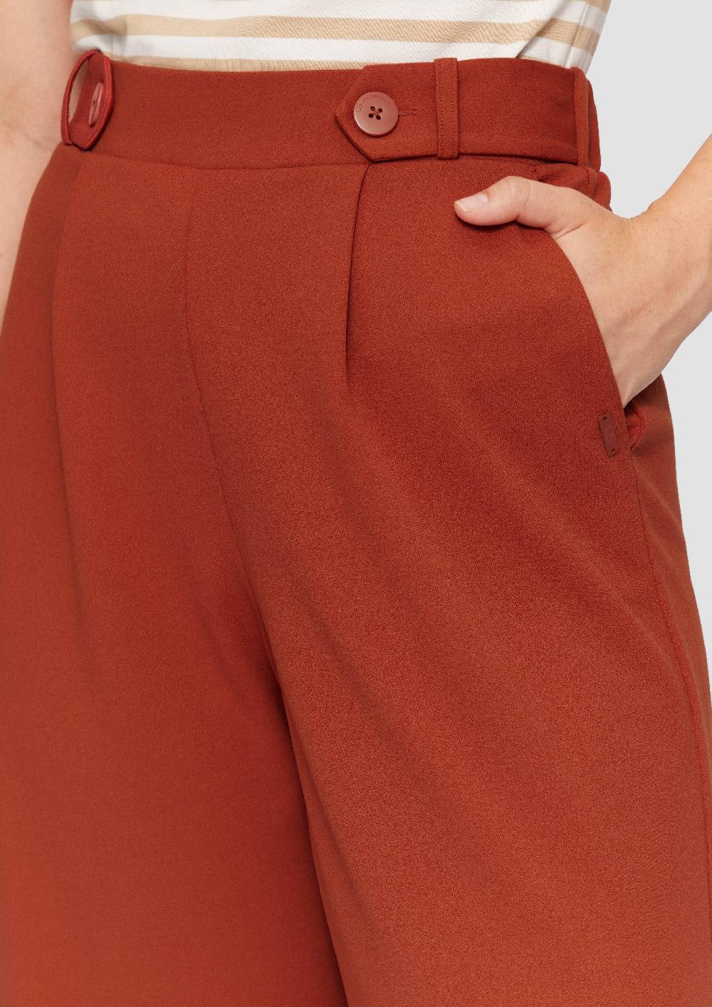 S.Oliver Elastische Wide-Leg-Hose Aus Crêpe