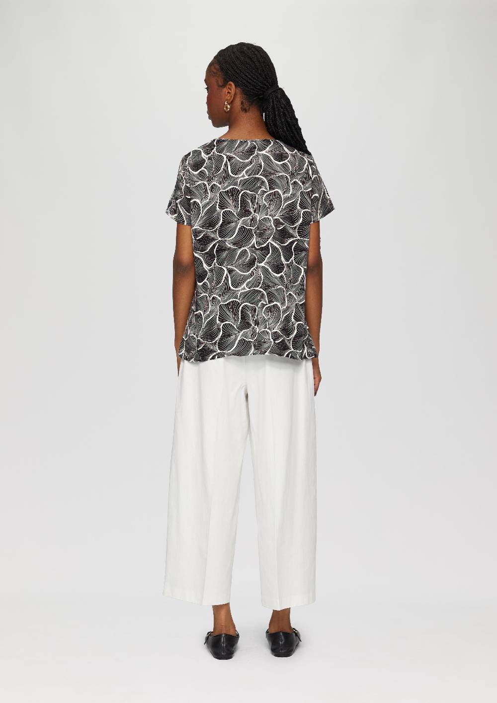 S.Oliver Fein Gemusterte Bluse Mit Raffungen