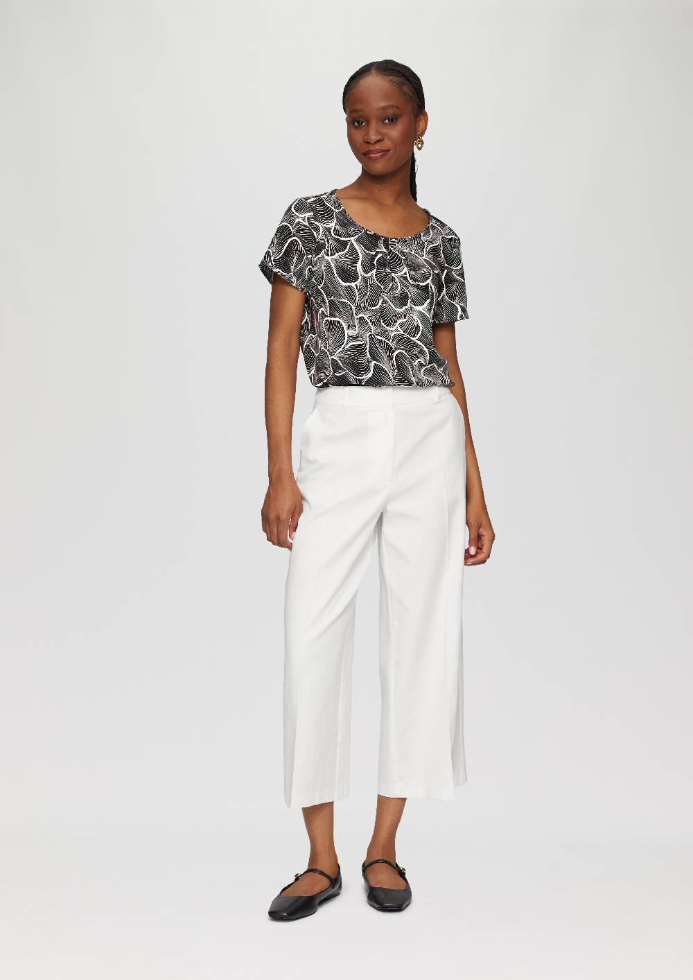 S.Oliver Fein Gemusterte Bluse Mit Raffungen