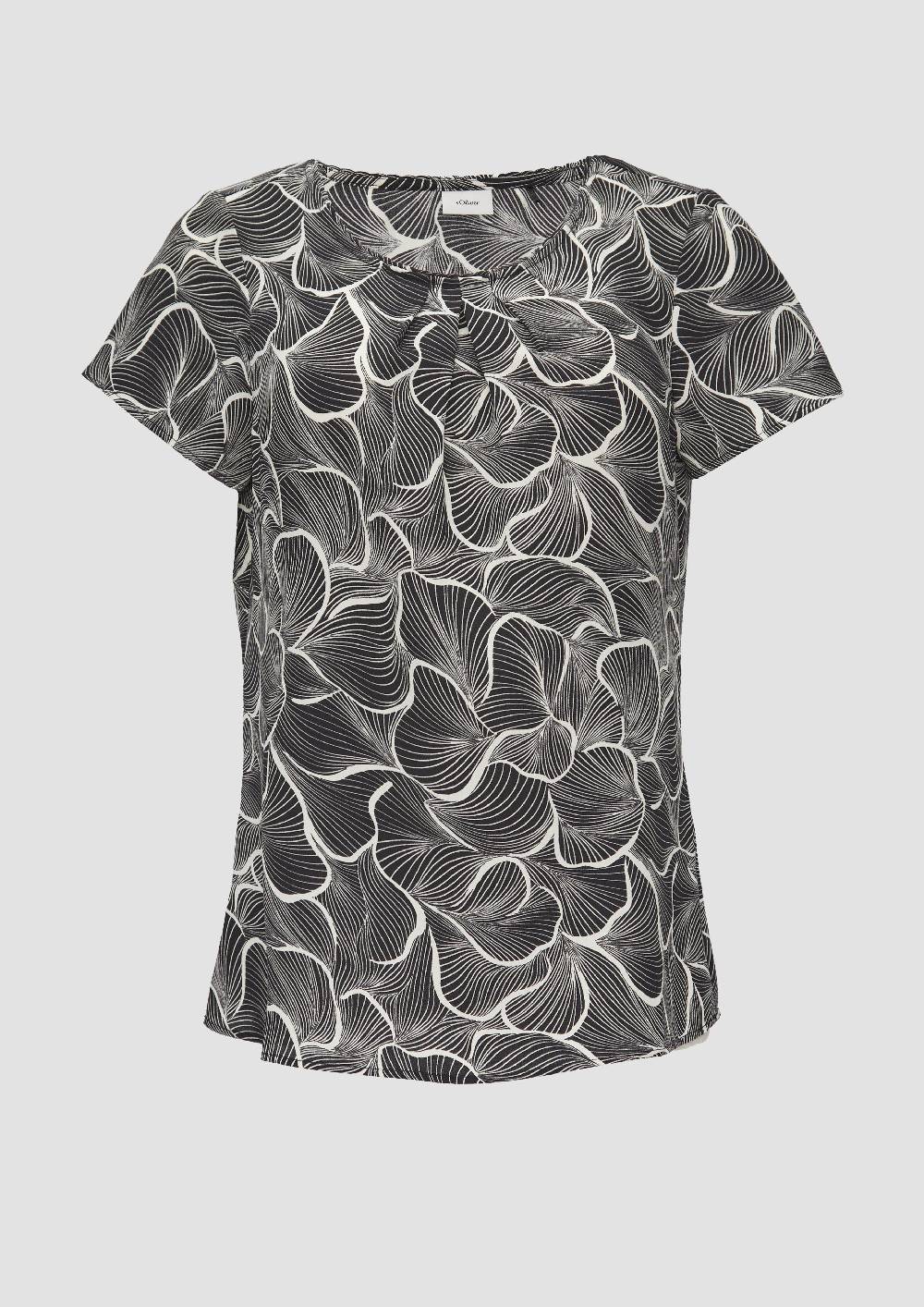 S.Oliver Fein Gemusterte Bluse Mit Raffungen