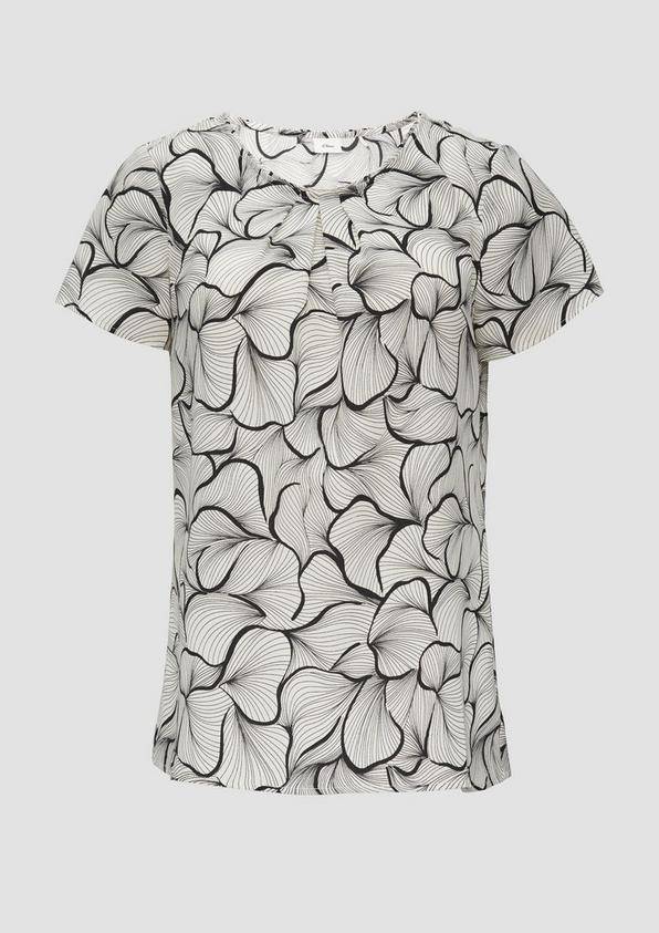 s.Oliver Fein gemusterte Bluse mit Raffungen