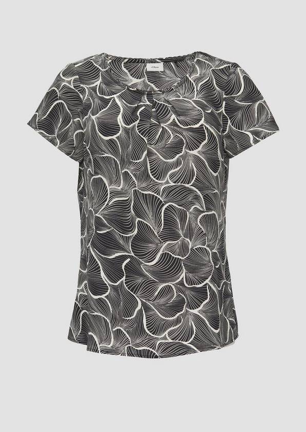 S.Oliver Fein Gemusterte Bluse Mit Raffungen