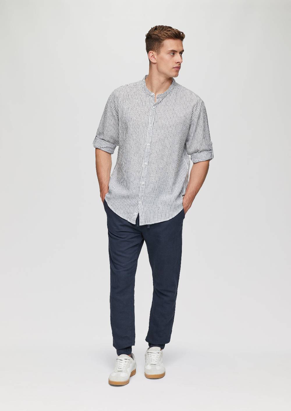 S.Oliver Fein Gestreiftes Hemd Aus Leinenmix