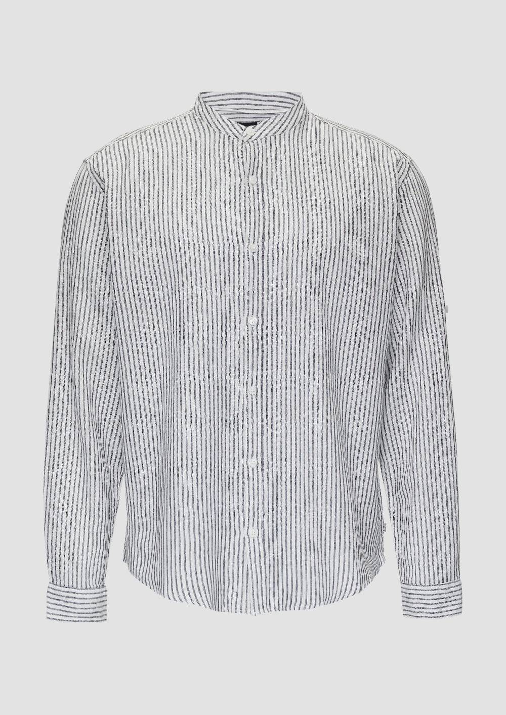 S.Oliver Fein Gestreiftes Hemd Aus Leinenmix