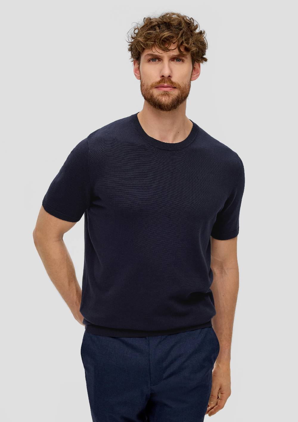 S.Oliver Fein Gestricktes T-Shirt Mit Rippblende