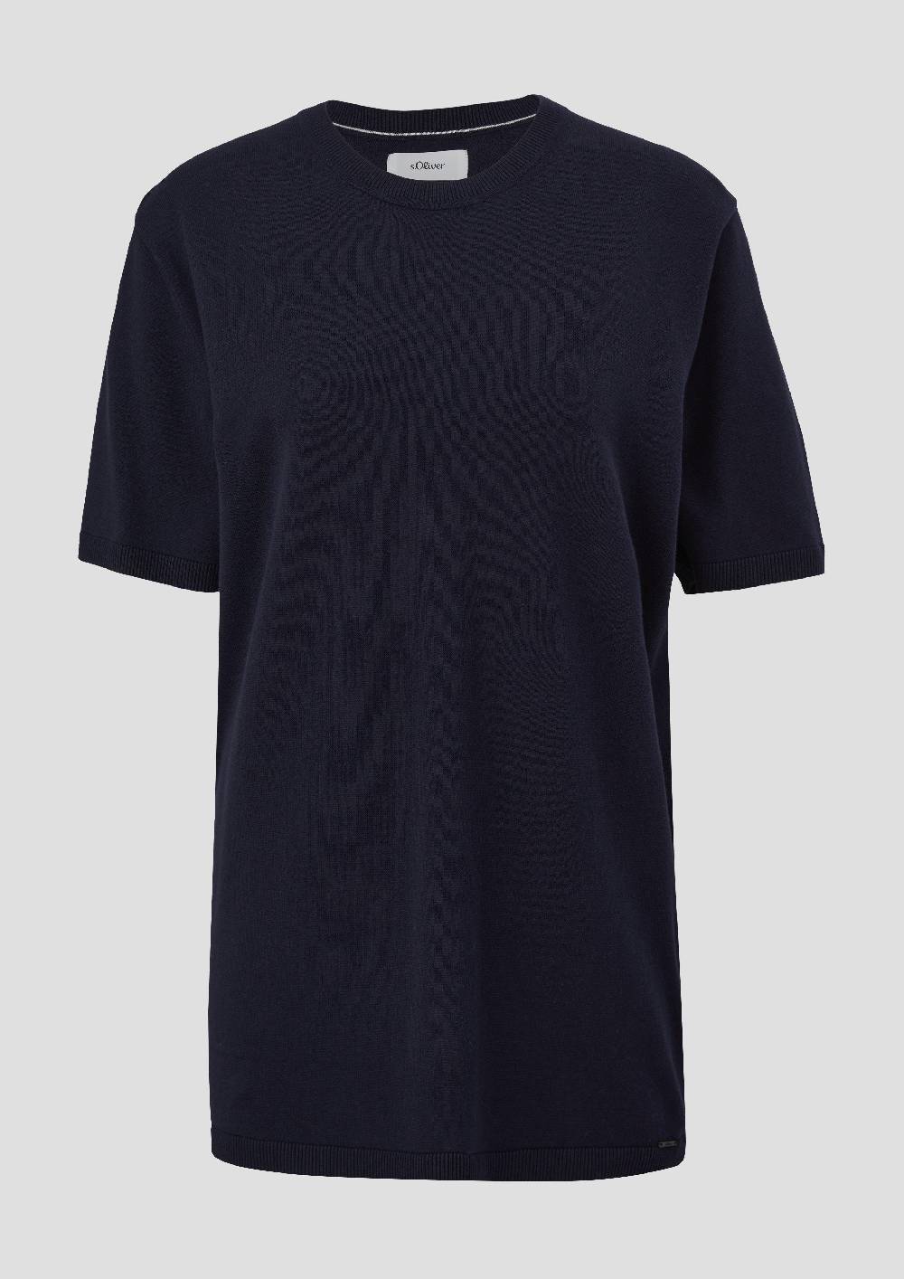 S.Oliver Fein Gestricktes T-Shirt Mit Rippblende