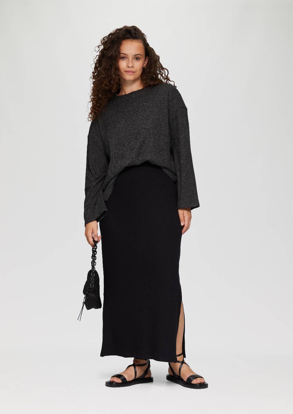 S.Oliver Flauschiges Rippshirt In Melierter Optik