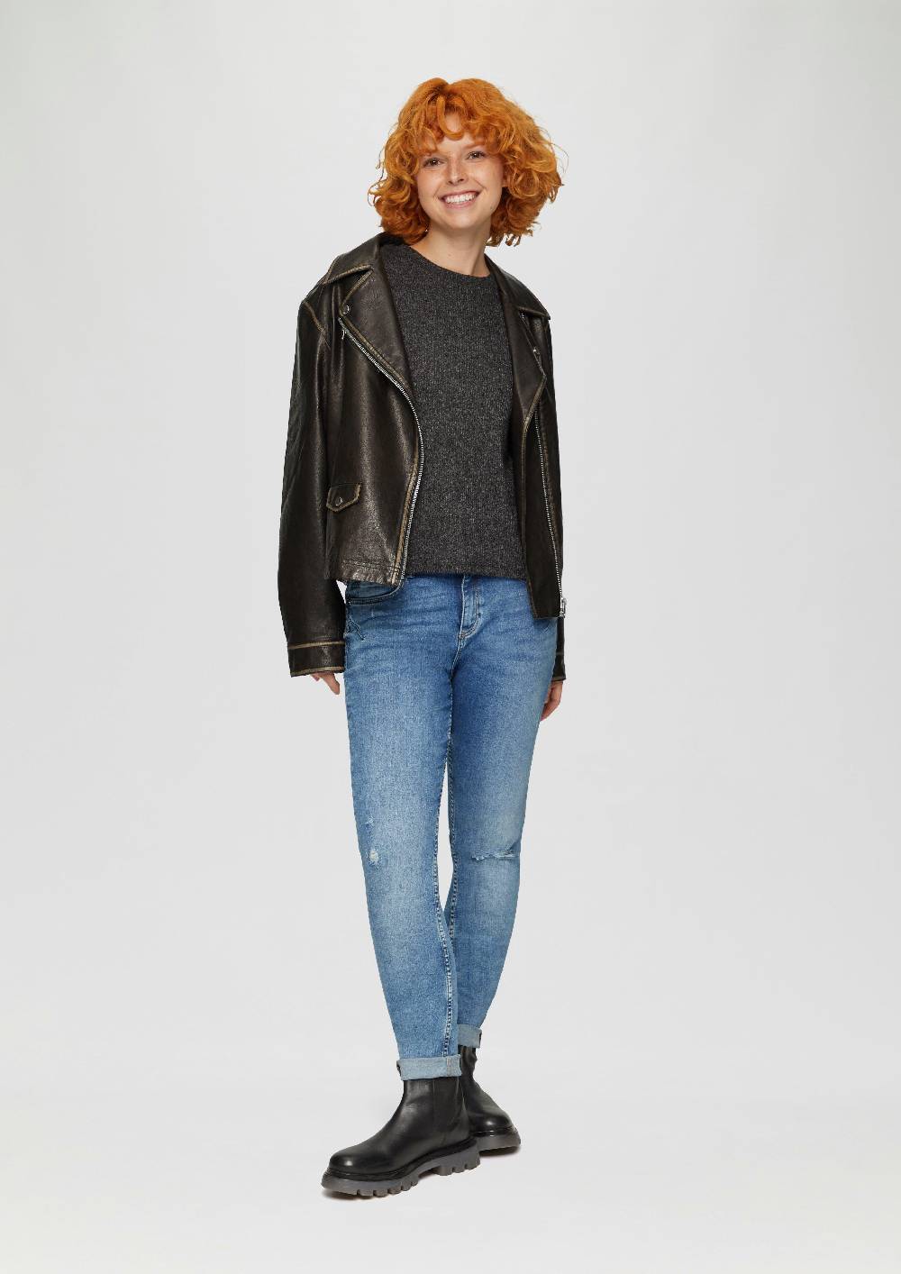 S.Oliver Flauschiges Rippshirt In Melierter Optik