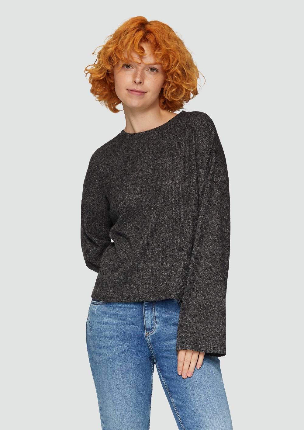 S.Oliver Flauschiges Rippshirt In Melierter Optik