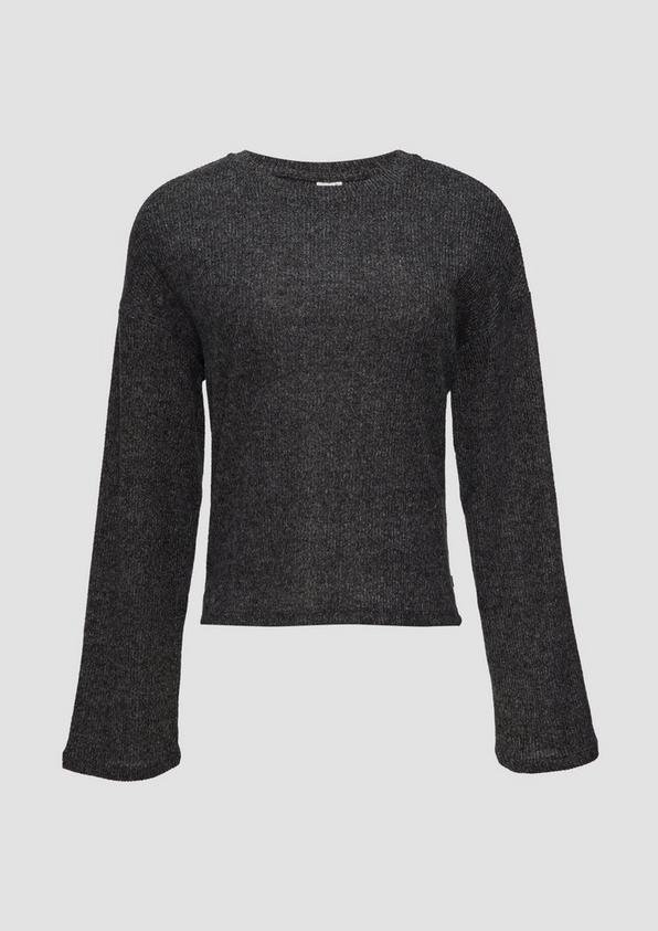 s.Oliver Flauschiges Rippshirt in melierter Optik