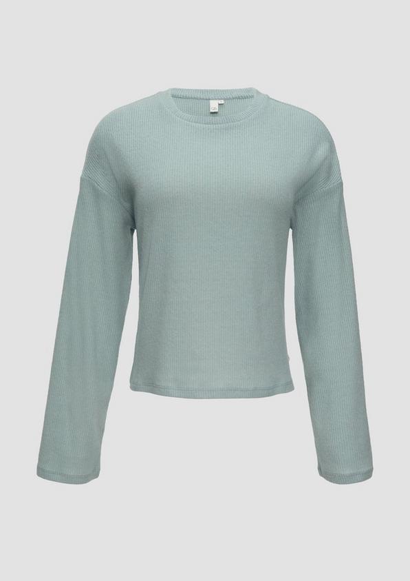 s.Oliver Flauschiges Rippshirt in melierter Optik