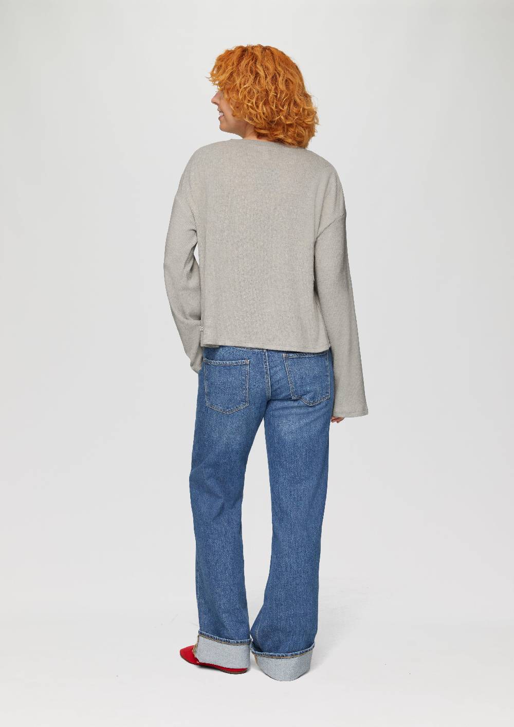 S.Oliver Flauschiges Rippshirt In Melierter Optik