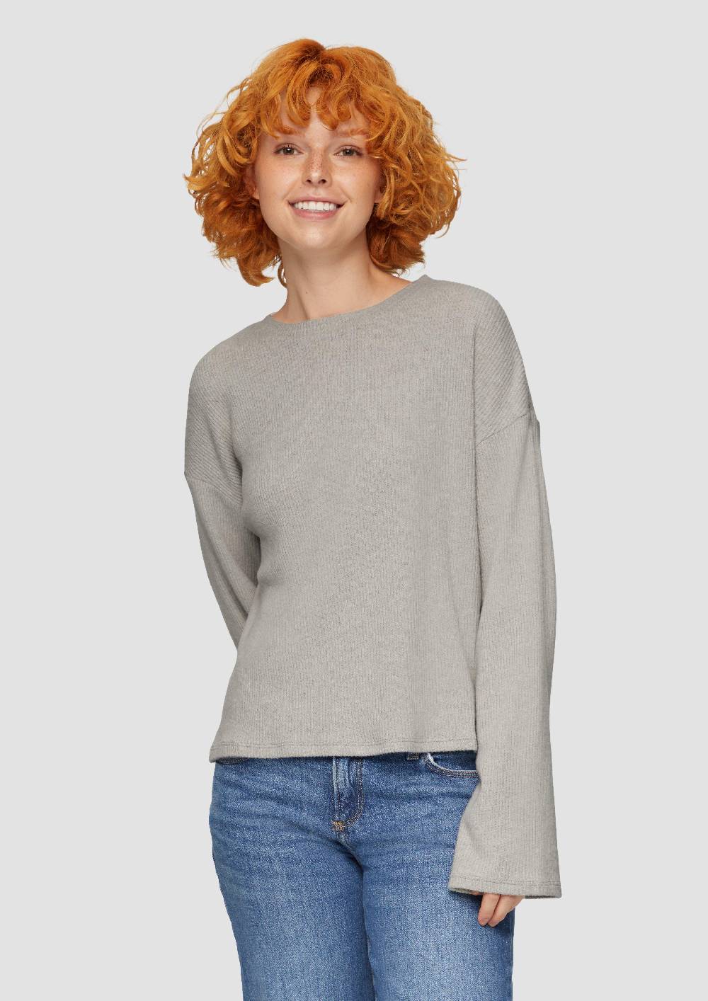 S.Oliver Flauschiges Rippshirt In Melierter Optik