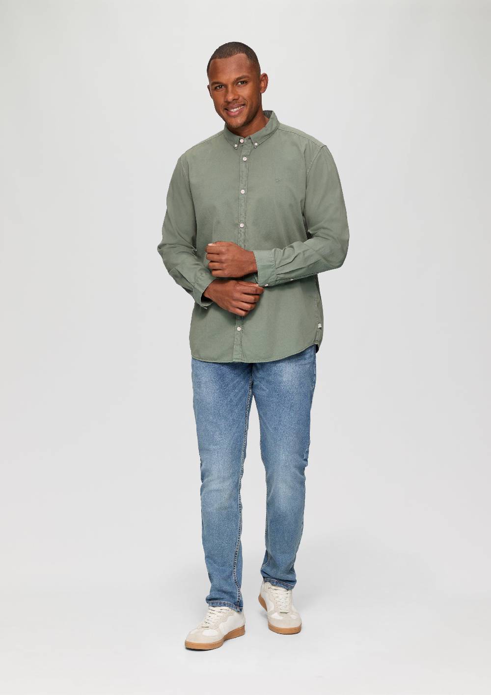 S.Oliver Garment Washed Hemd Mit Logo-Stickerei