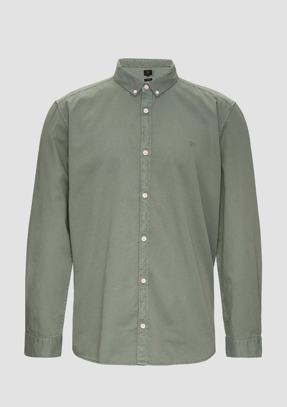 S.Oliver Garment Washed Hemd Mit Logo-Stickerei