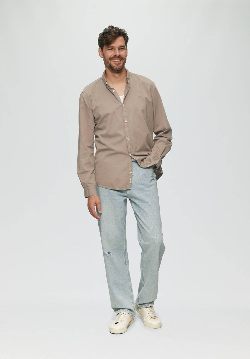 S.Oliver Garment Washed Hemd Mit Logo-Stickerei