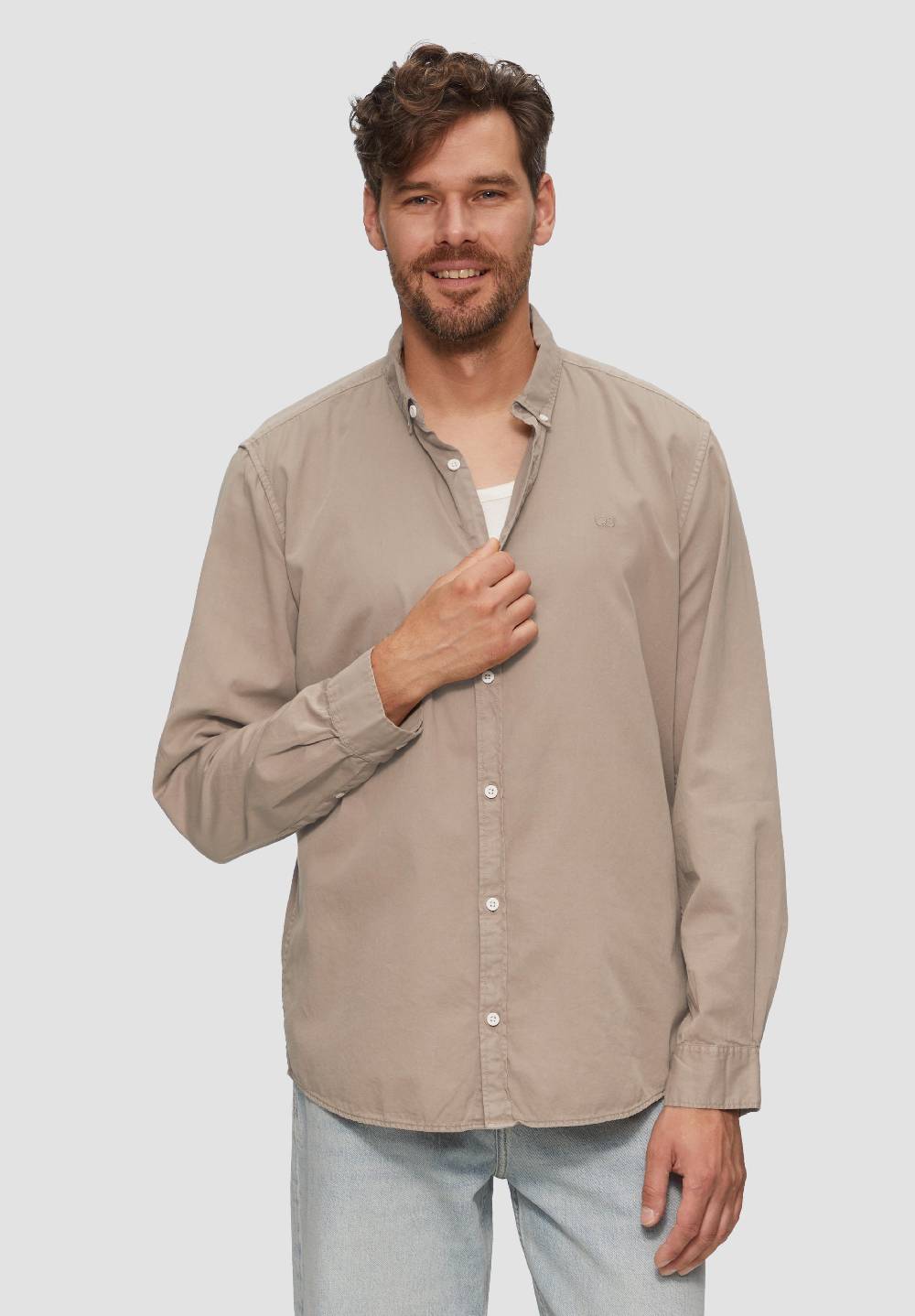 S.Oliver Garment Washed Hemd Mit Logo-Stickerei