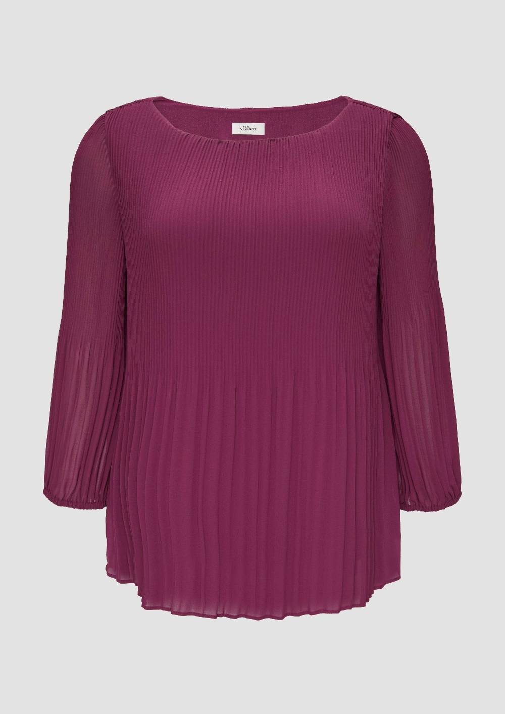 S.Oliver Gemusterte Chiffonbluse Mit Plissee