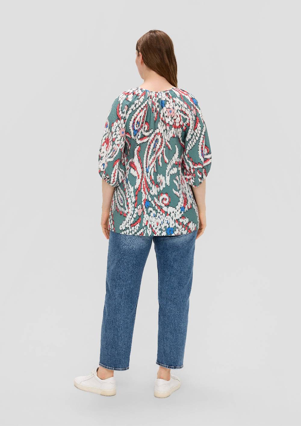 S.Oliver Gemusterte Kurzarmbluse Aus Viskosemix