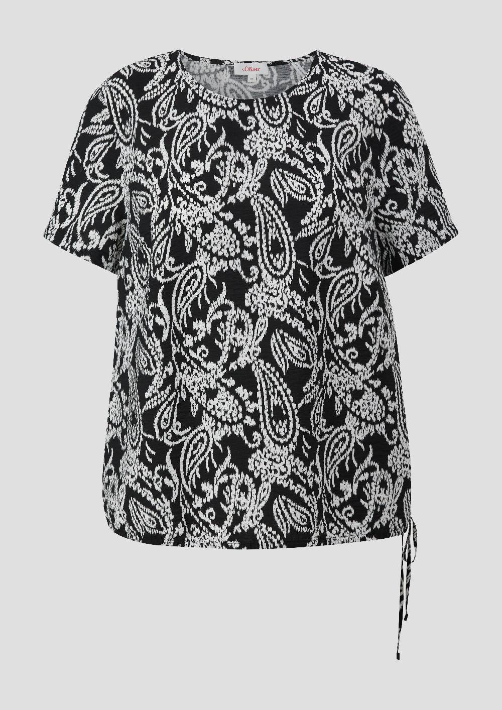 S.Oliver Gemusterte Viskosebluse In O-Shape