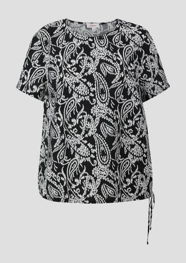 S.Oliver Gemusterte Viskosebluse In O-Shape
