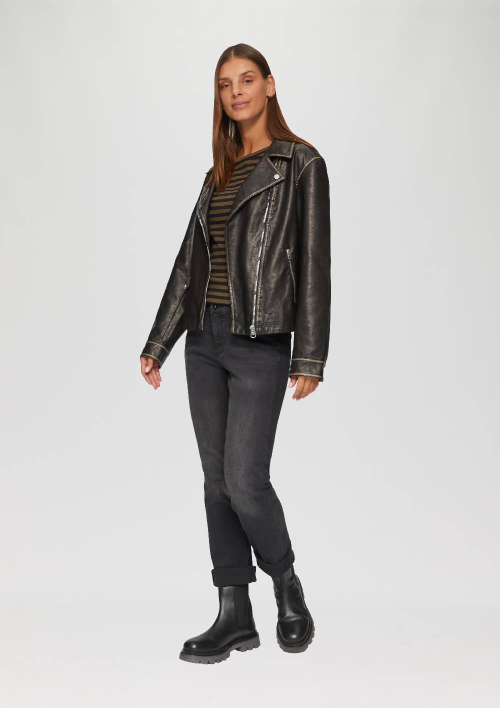 S.Oliver Geripptes Longsleeve Im Slim Fit