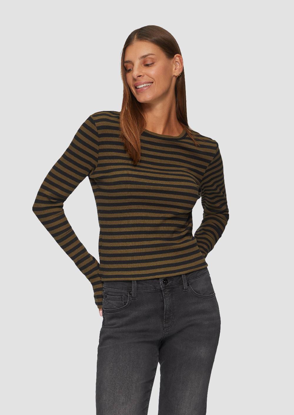 S.Oliver Geripptes Longsleeve Im Slim Fit