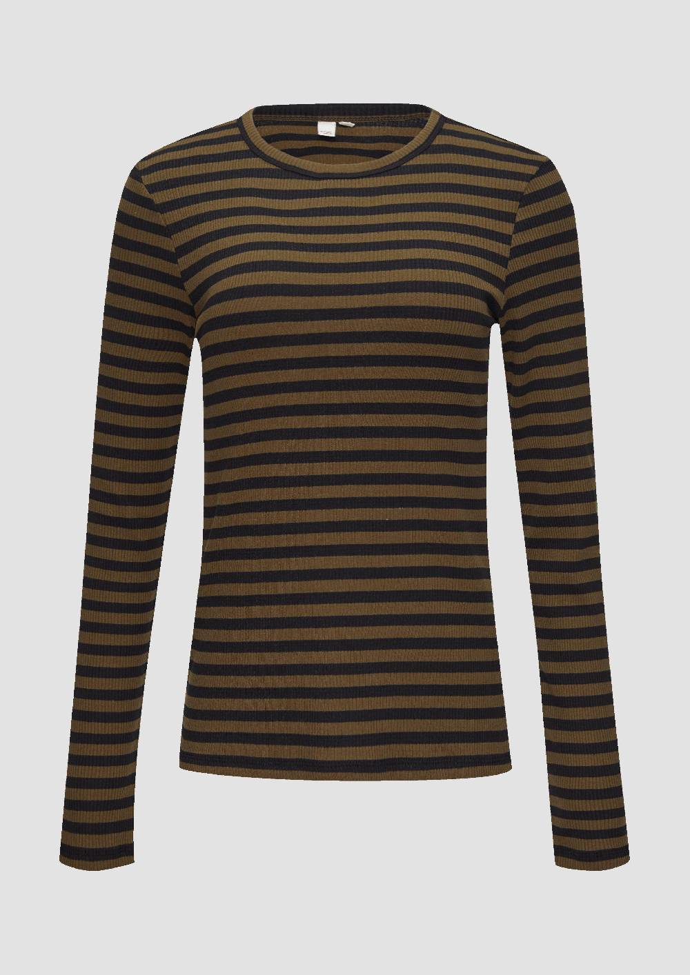 S.Oliver Geripptes Longsleeve Im Slim Fit