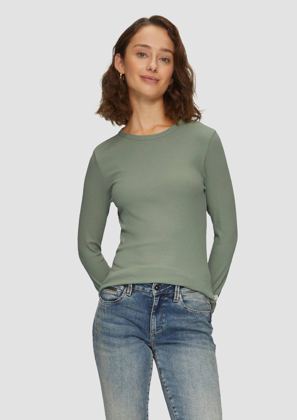 S.Oliver Geripptes Longsleeve Im Slim Fit