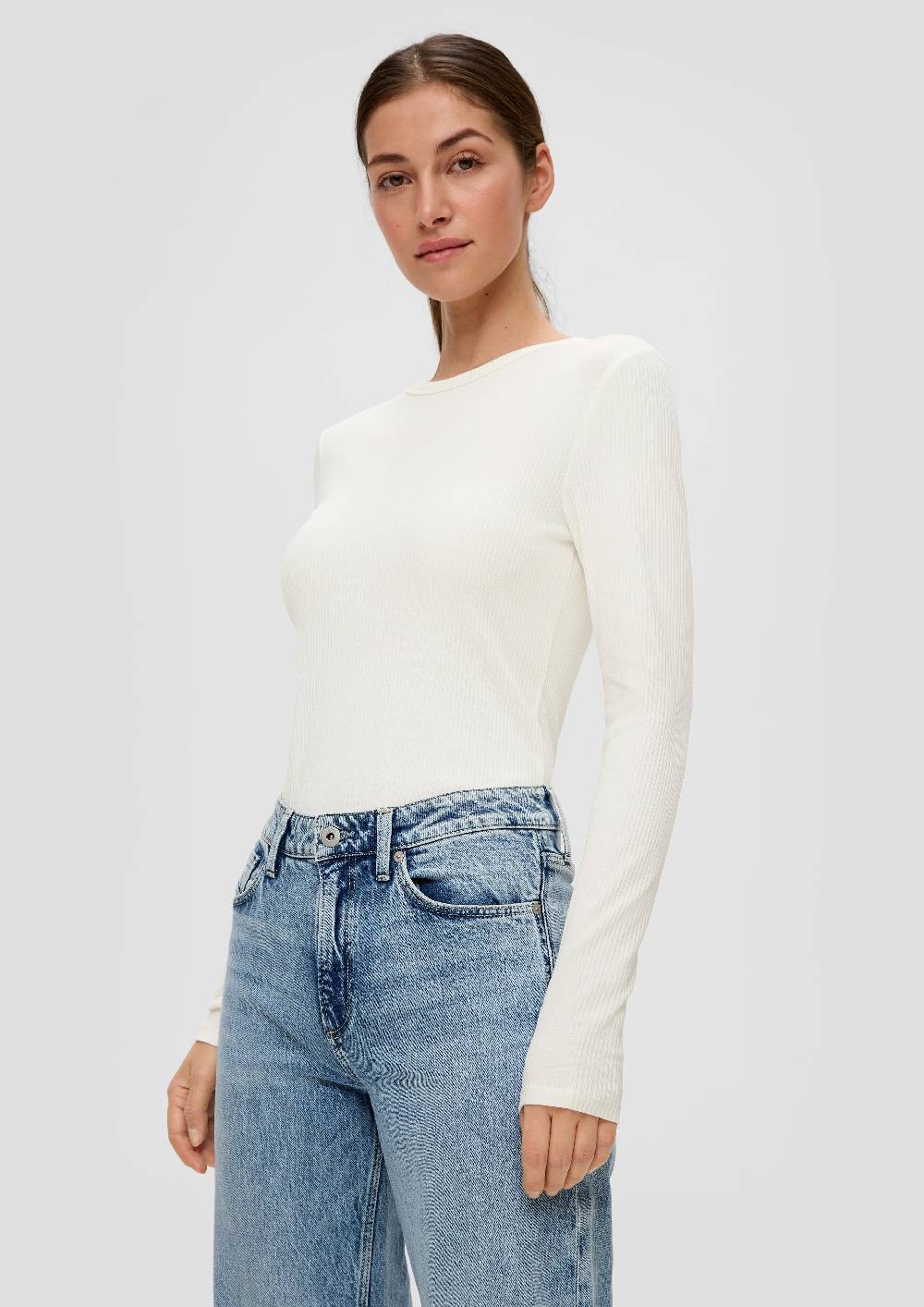 S.Oliver Geripptes Longsleeve Im Slim Fit