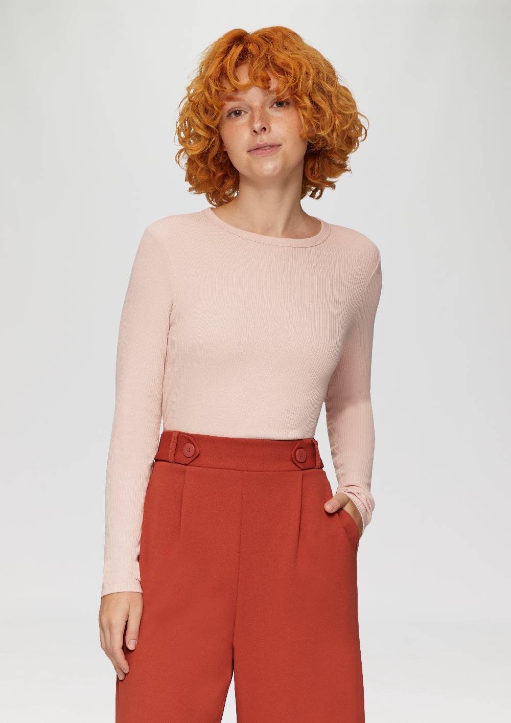 S.Oliver Geripptes Longsleeve Im Slim Fit