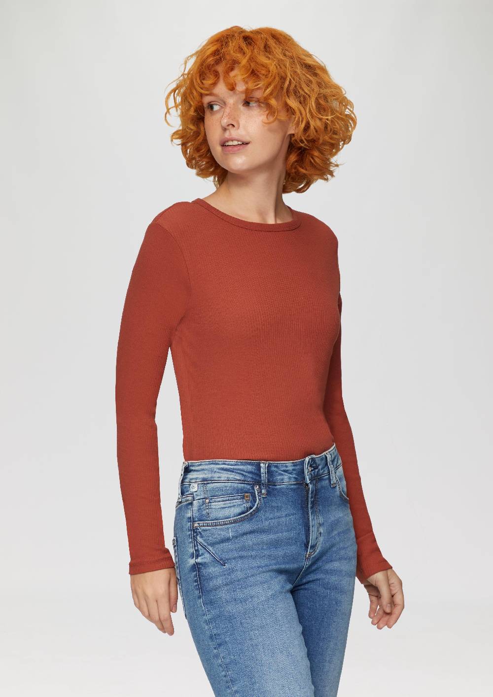 S.Oliver Geripptes Longsleeve Im Slim Fit