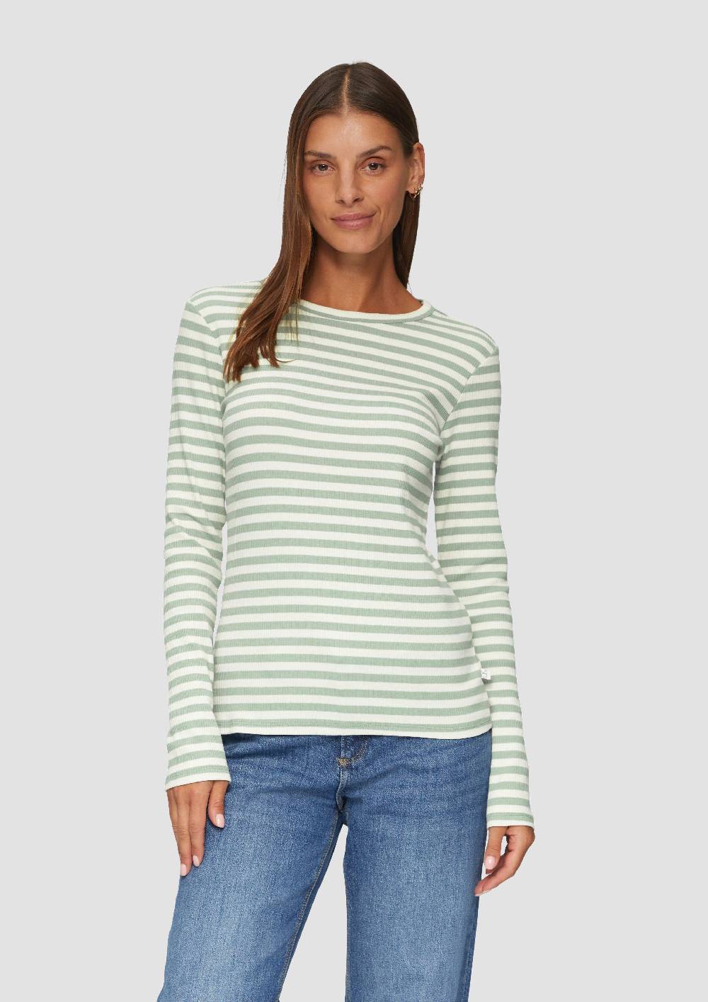 S.Oliver Geripptes Longsleeve Im Slim Fit