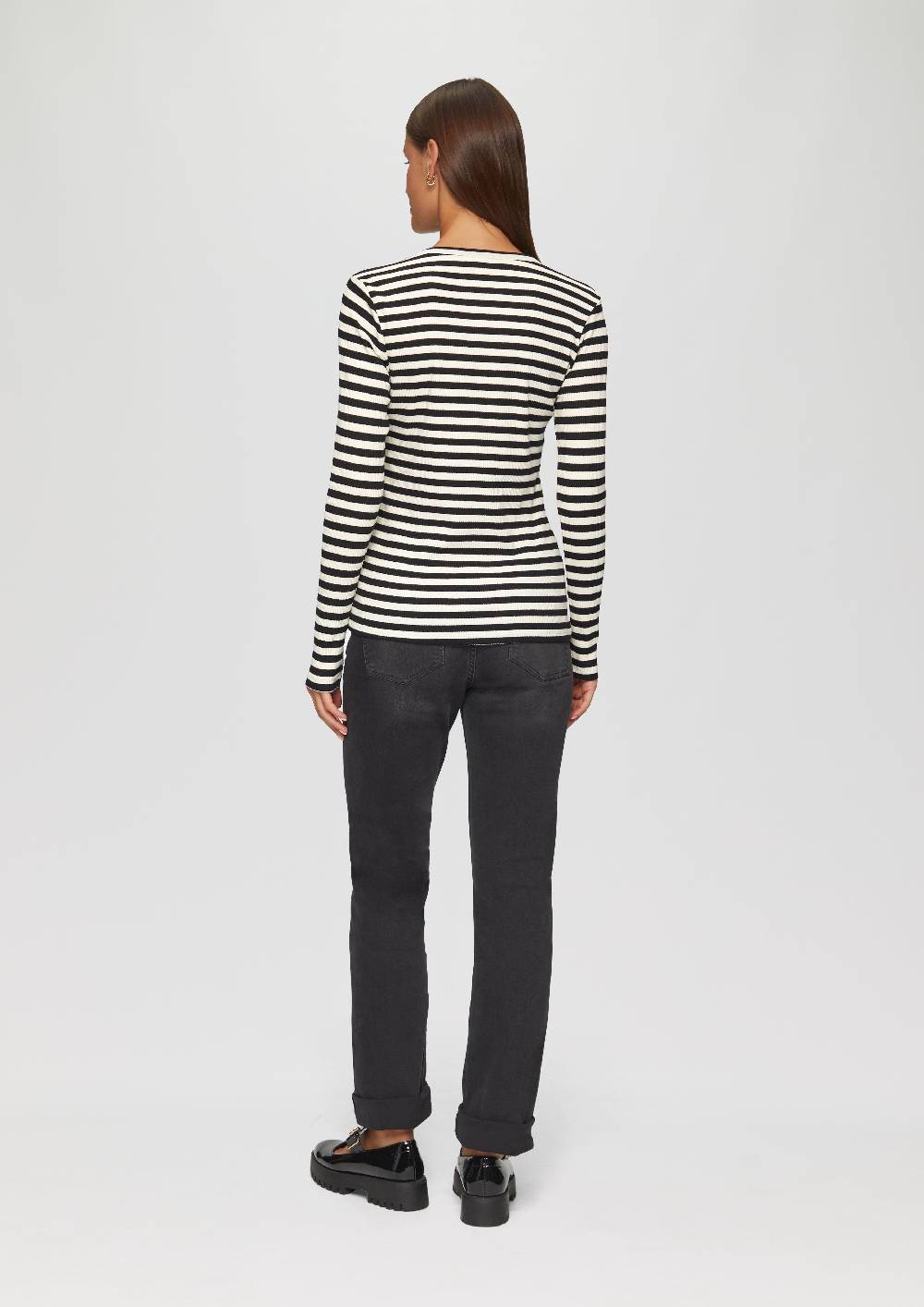 S.Oliver Geripptes Longsleeve Im Slim Fit