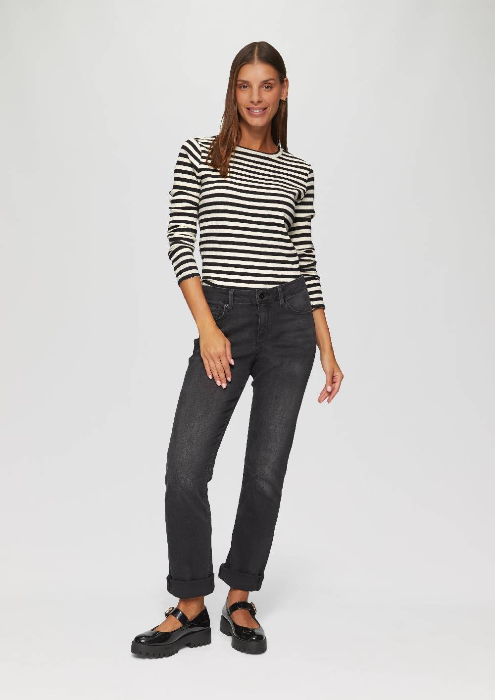 S.Oliver Geripptes Longsleeve Im Slim Fit