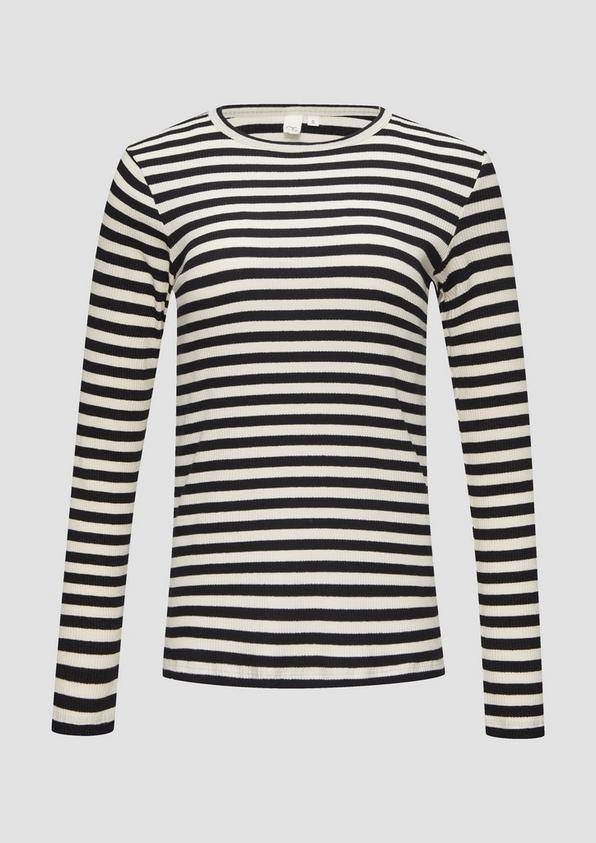 s.Oliver Geripptes Longsleeve im Slim Fit