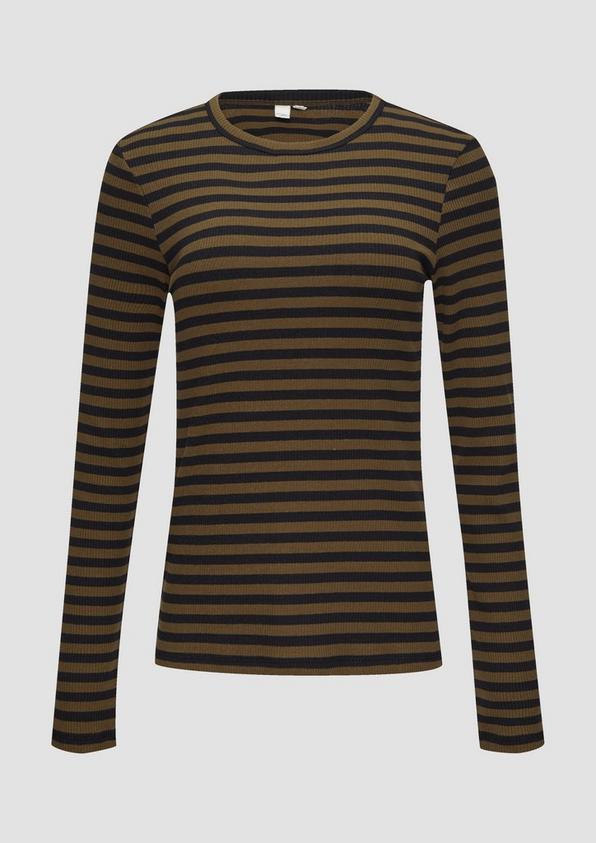 s.Oliver Geripptes Longsleeve im Slim Fit