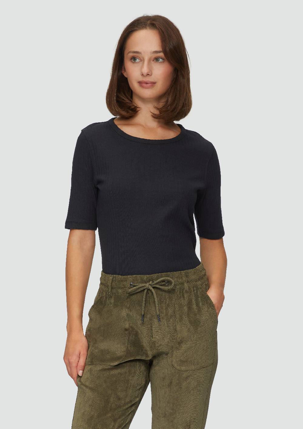 S.Oliver Geripptes Shirt Mit Halblangen Ärmeln