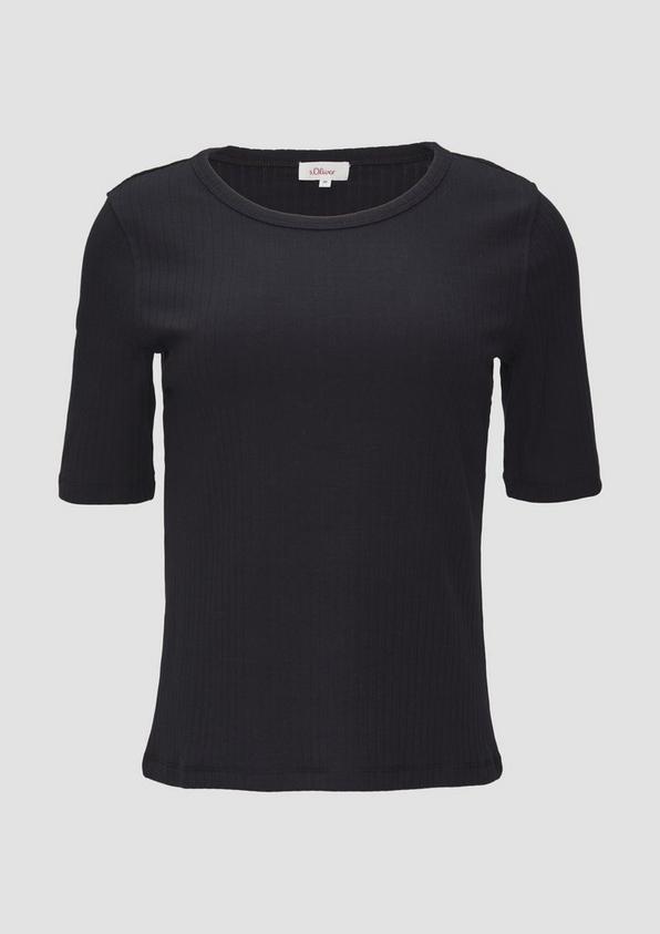 s.Oliver Geripptes Shirt mit halblangen Ärmeln