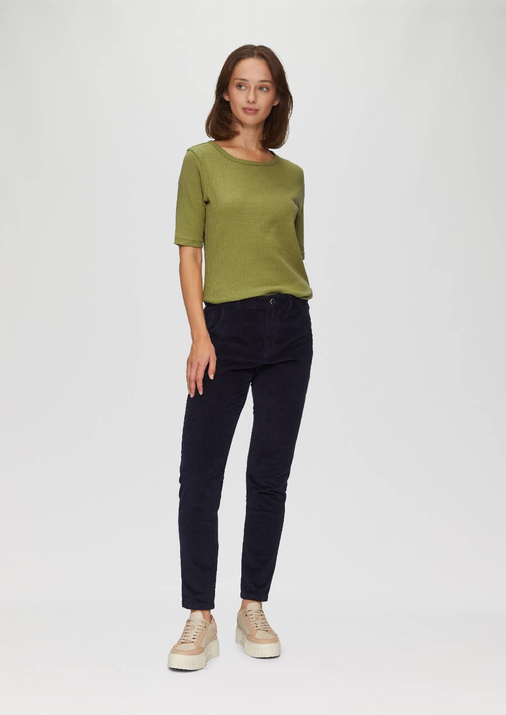 S.Oliver Geripptes Shirt Mit Halblangen Ärmeln