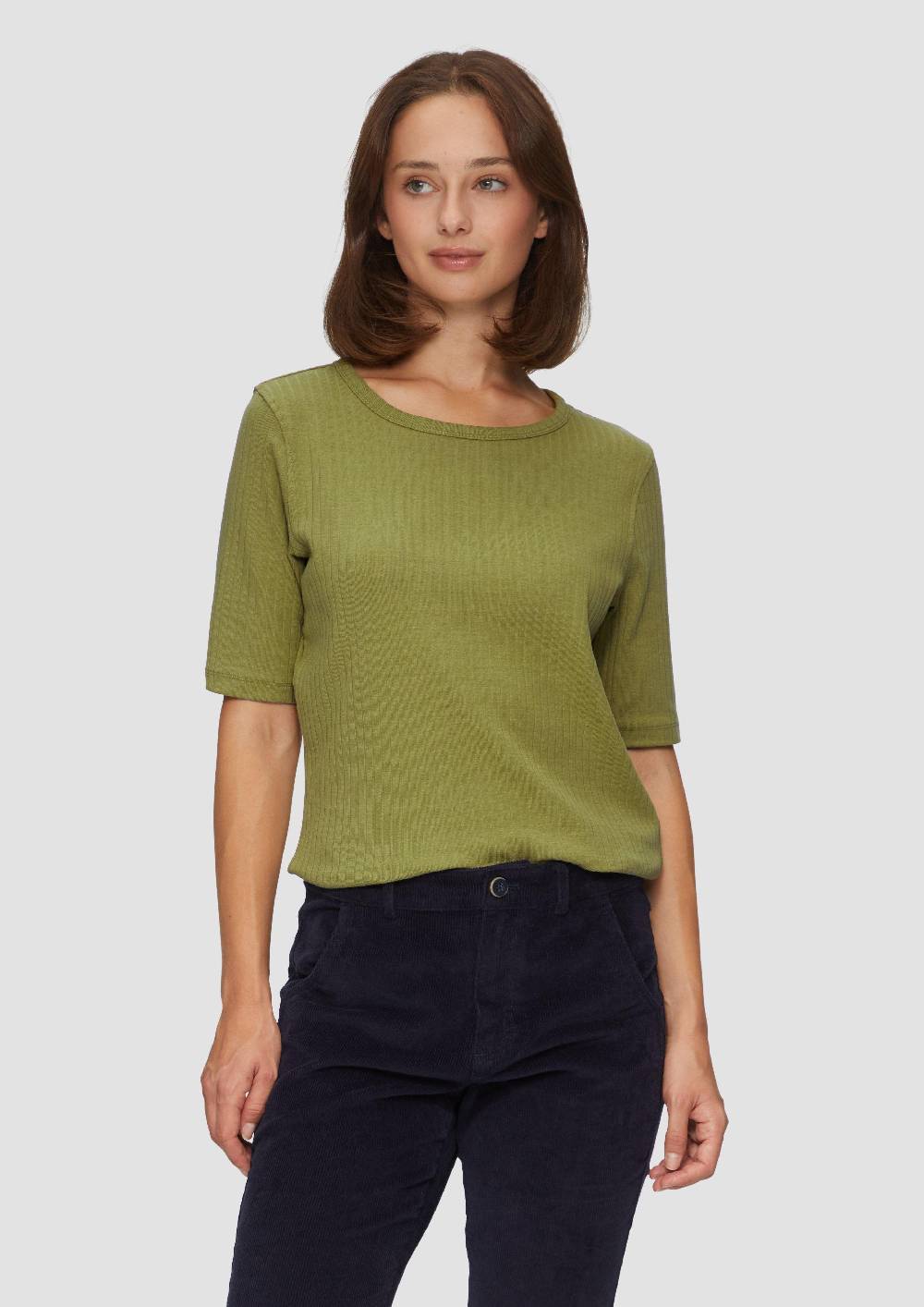 S.Oliver Geripptes Shirt Mit Halblangen Ärmeln