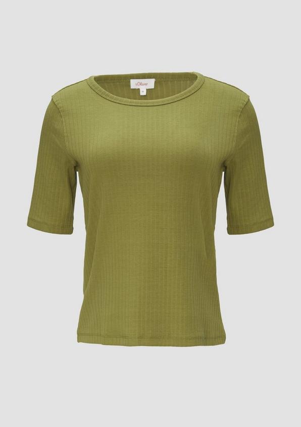 s.Oliver Geripptes Shirt mit halblangen Ärmeln