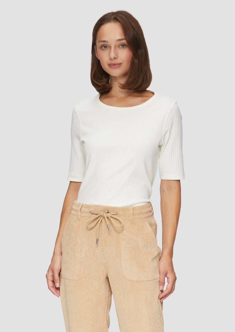 S.Oliver Geripptes Shirt Mit Halblangen Ärmeln