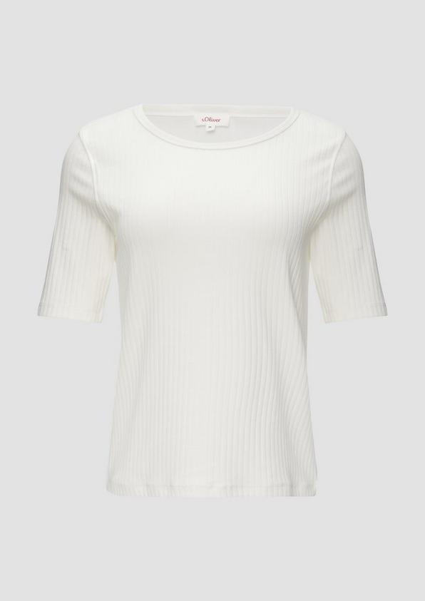 s.Oliver Geripptes Shirt mit halblangen Ärmeln