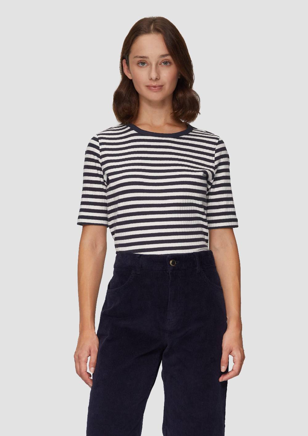 S.Oliver Geripptes Shirt Mit Halblangen Ärmeln