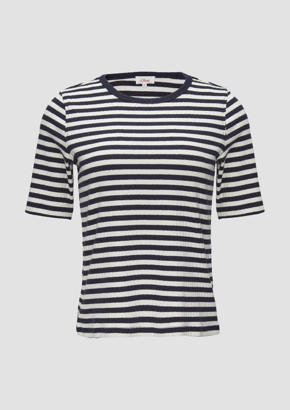 S.Oliver Geripptes Shirt Mit Halblangen Ärmeln