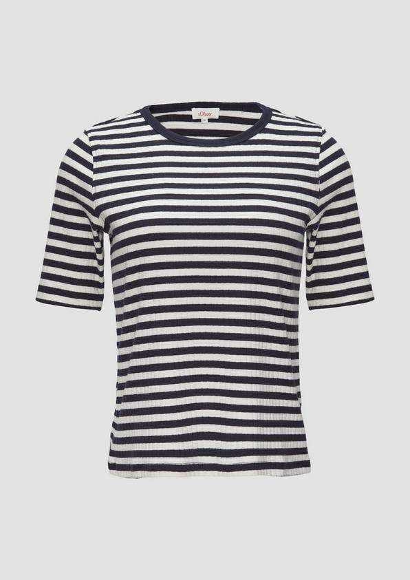 s.Oliver Geripptes Shirt mit halblangen Ärmeln