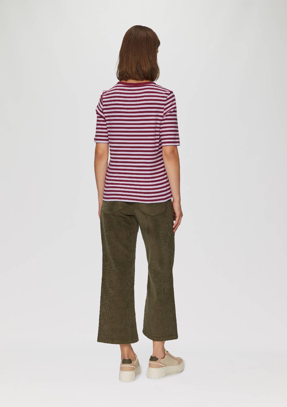 S.Oliver Geripptes Shirt Mit Halblangen Ärmeln